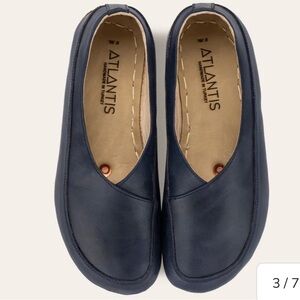 Blue leather handmade flats